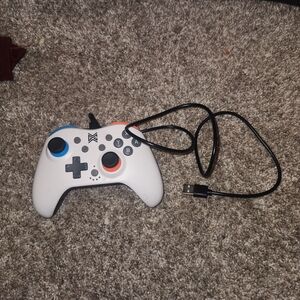 Wired Gaming Controller - White with Blue and Red Accents
